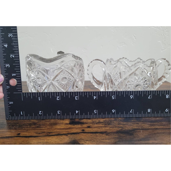 Crystal Cut Glass Creamer and Sugar Bowl | Vintage - Picture 10 of 11